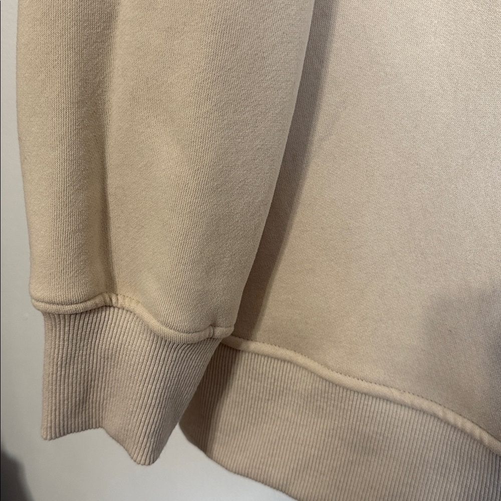 Jade by Jane Beige Cream Patchwork Sweatshirt Colorful Heart Patch Oversized Fit - Picture 6 of 9